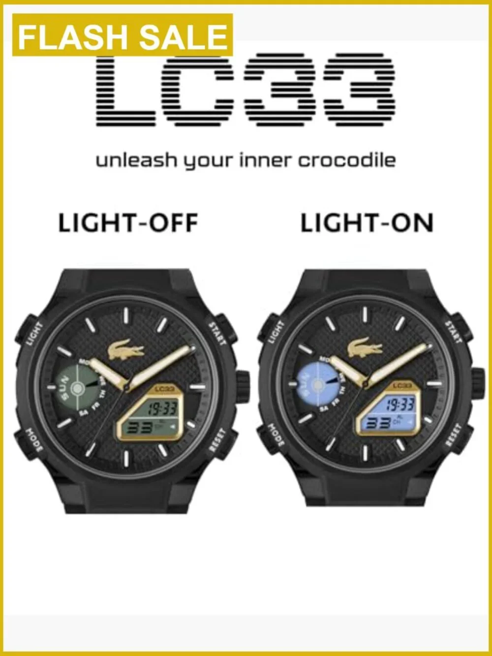 Men's Sporty Quartz Watch, Silicone Strap, TR90 Case, Chronograph, 100m Water